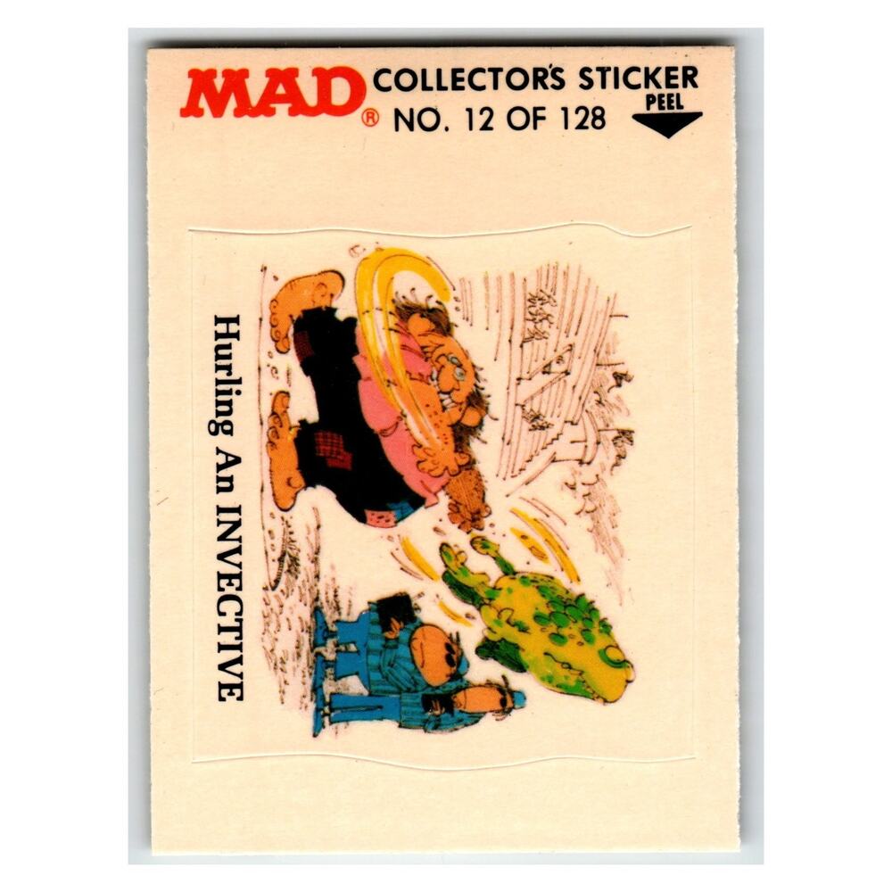 MAD Hurling An Invective 1983 Collectors Sticker Fleer 12 of 128